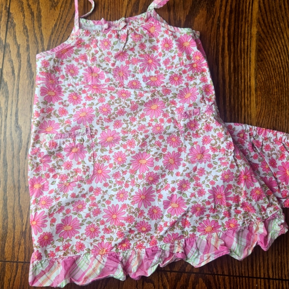 Vintage 18-24 Months Sundress and Bloomer Set Floral w/ Plaid Accents Old Navy